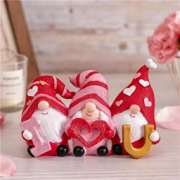 I Love U Valentine Gnome Figurine Valentines Day Décor for Home Gifts for Women - Picture 6 of 6